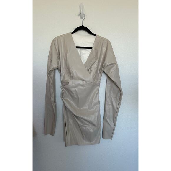 Micas Faux Leather Mini Dress in Bone - S - Picture 2 of 8